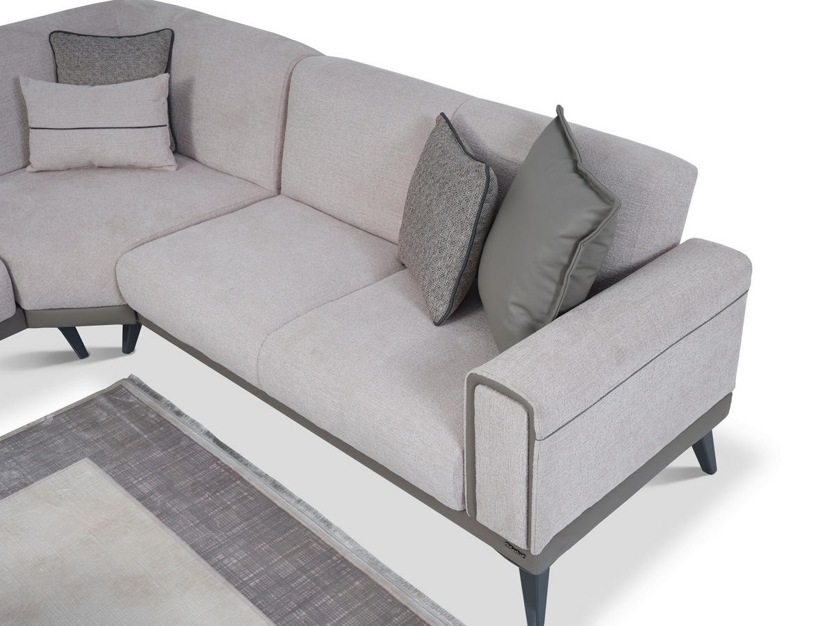 ECKSOFA in Bouclé Grau  315/256 cm  - Anthrazit/Grau, Design, Holz/Textil (315/256cm) - Livetastic