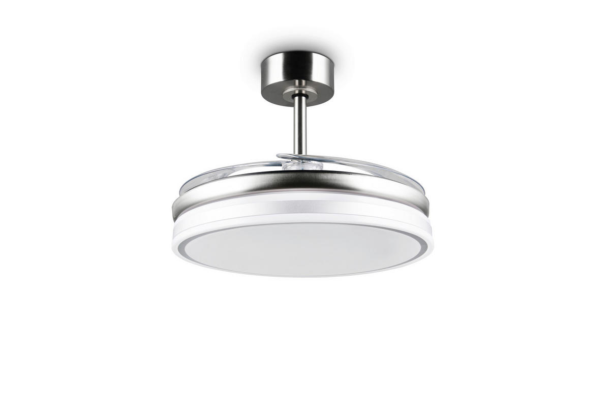 DECKENVENTILATOR - Klar/Nickelfarben, Design, Kunststoff/Metall (48/4cm)