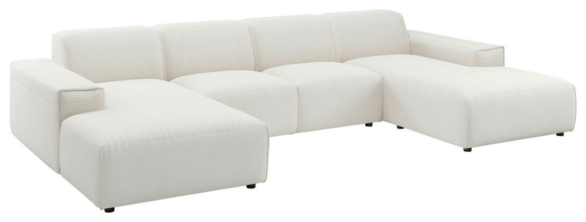 WOHNLANDSCHAFT Weiß Cord  - Schwarz/Weiß, MODERN, Kunststoff/Textil (189/340/189cm) - Pure Home Lifestyle