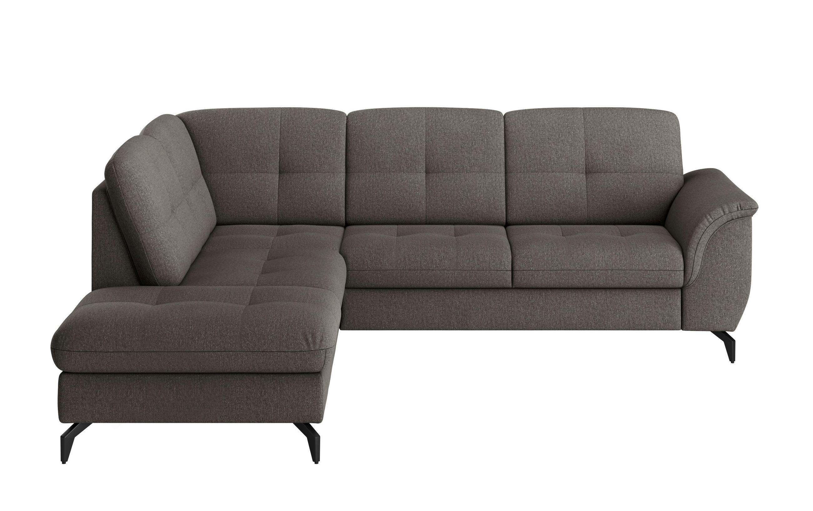 ECKSOFA in Flachgewebe Graphitfarben  - Schwarz/Graphitfarben, Modern, Textil/Metall (212/244cm) - Sit & More