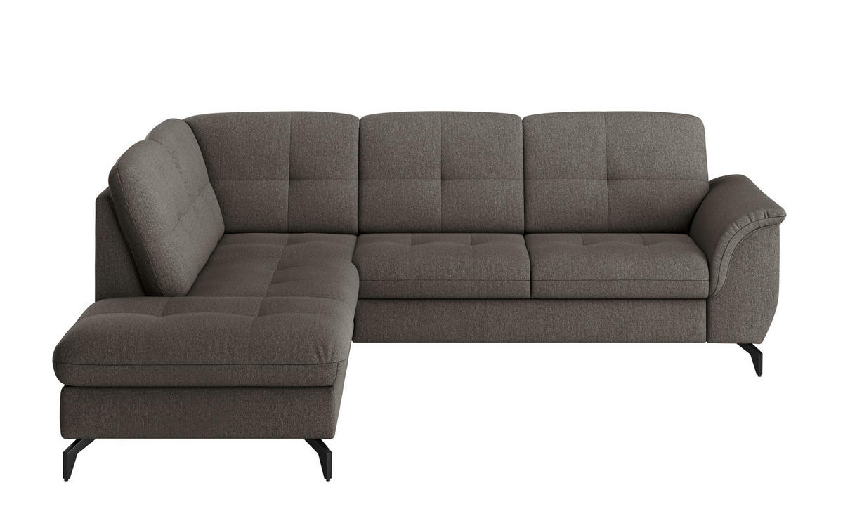 ECKSOFA ZORA E Graphitfarben Flachgewebe  - Schwarz/Graphitfarben, MODERN, Textil/Metall (212/244cm) - Sit & More