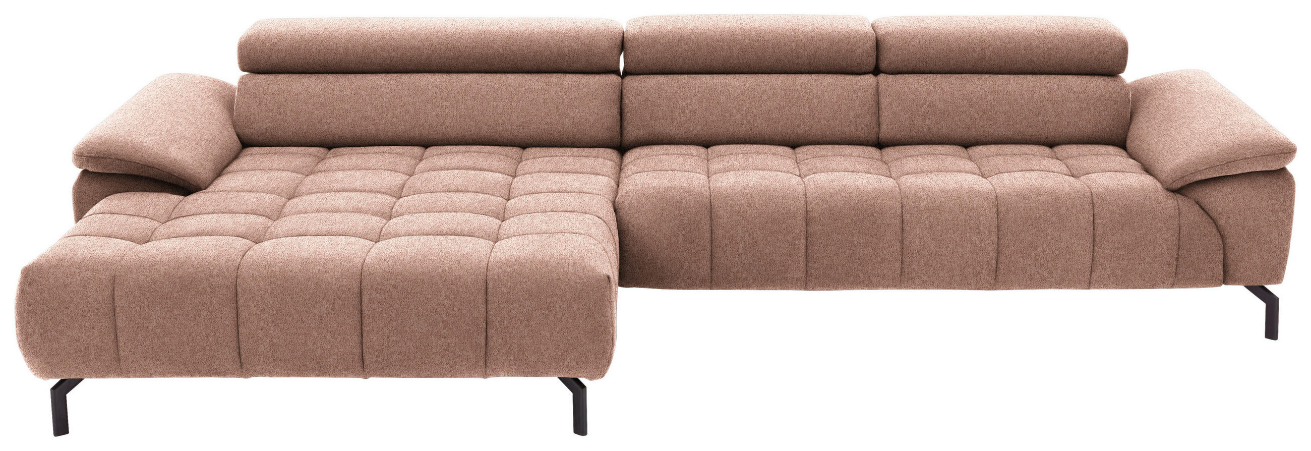 ECKSOFA in Webstoff Orange  - Schwarz/Orange, Design, Textil/Metall (190/329cm) - Beldomo Style