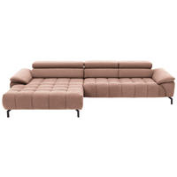 ECKSOFA in Webstoff Orange  - Schwarz/Orange, Design, Textil/Metall (190/329cm) - Beldomo Style