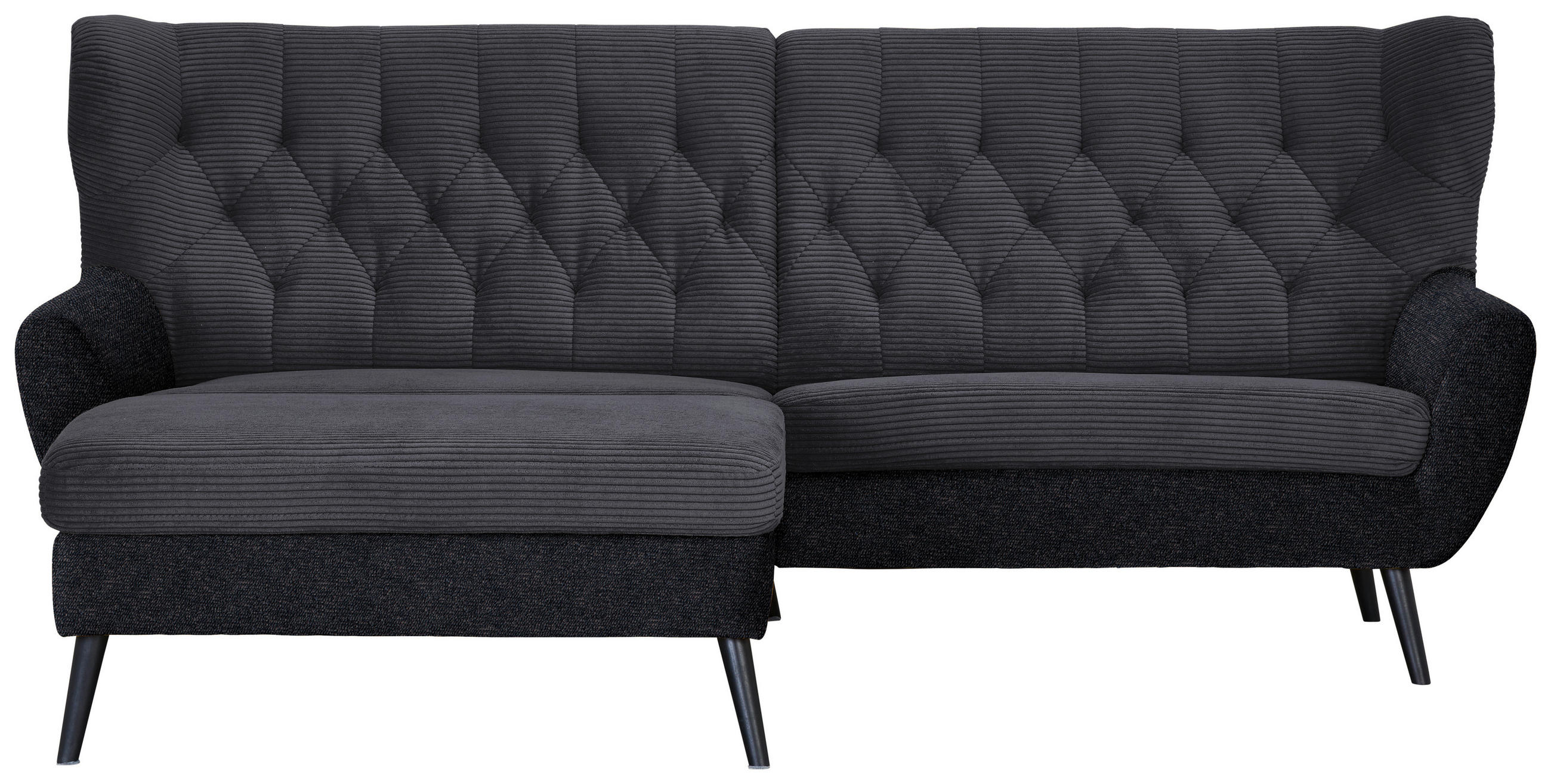 ECKSOFA 165/237 cm  in Cord Anthrazit Rücken echt  165/237 cm  - Anthrazit/Schwarz, Design, Holz/Textil (165/237cm) - Stylife