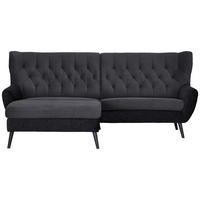 ECKSOFA  in Cord Anthrazit Rücken echt  165/237 cm  - Anthrazit/Schwarz, Design, Holz/Textil (165/237cm) - Stylife