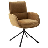 ARMLEHNSTUHL  Sitzfläche 360° drehbar, automatische Rückholfunktion Webstoff  - Currygelb/Schwarz, Design, Textil/Metall (62/92/65cm) - Novel