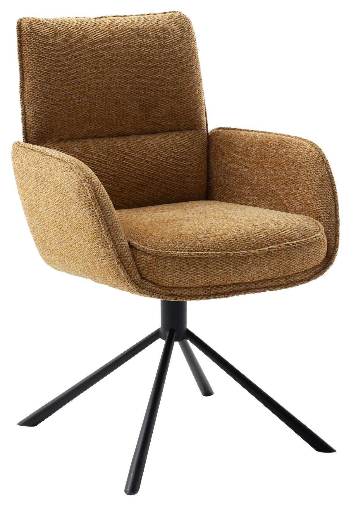 ARMLEHNSTUHL  Sitzfläche 360° drehbar, automatische Rückholfunktion Webstoff  - Currygelb/Schwarz, Design, Textil/Metall (62/92/65cm) - Novel