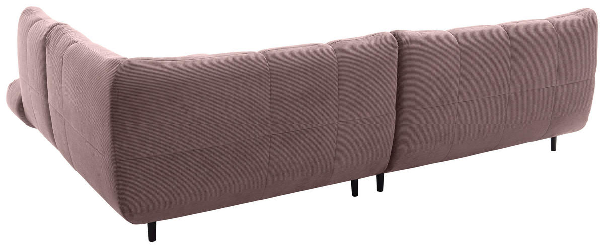 ECKSOFA Ottomane rechts, Eckteil  Altrosa Feincord  - Schwarz/Altrosa, Design, Holz/Textil (288/215cm) - Pure Home Lifestyle