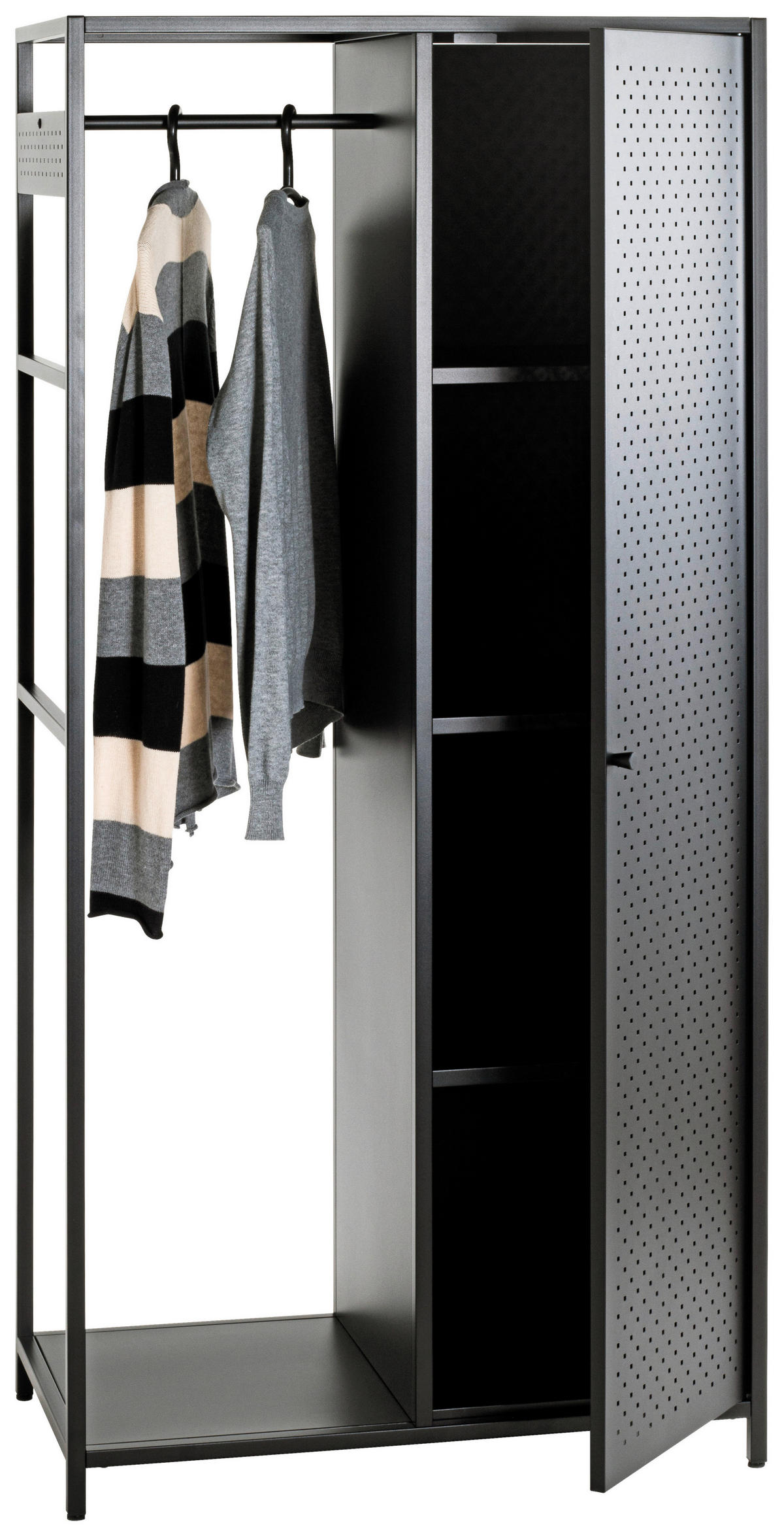 GARDEROBE  in 80/170/45 cm  - Schwarz, Design, Metall (80/170/45cm)