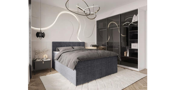 BOXSPRINGBETT 200/200 cm  in Grau  - Schwarz/Grau, KONVENTIONELL, Kunststoff/Textil (200/200cm) - Carryhome