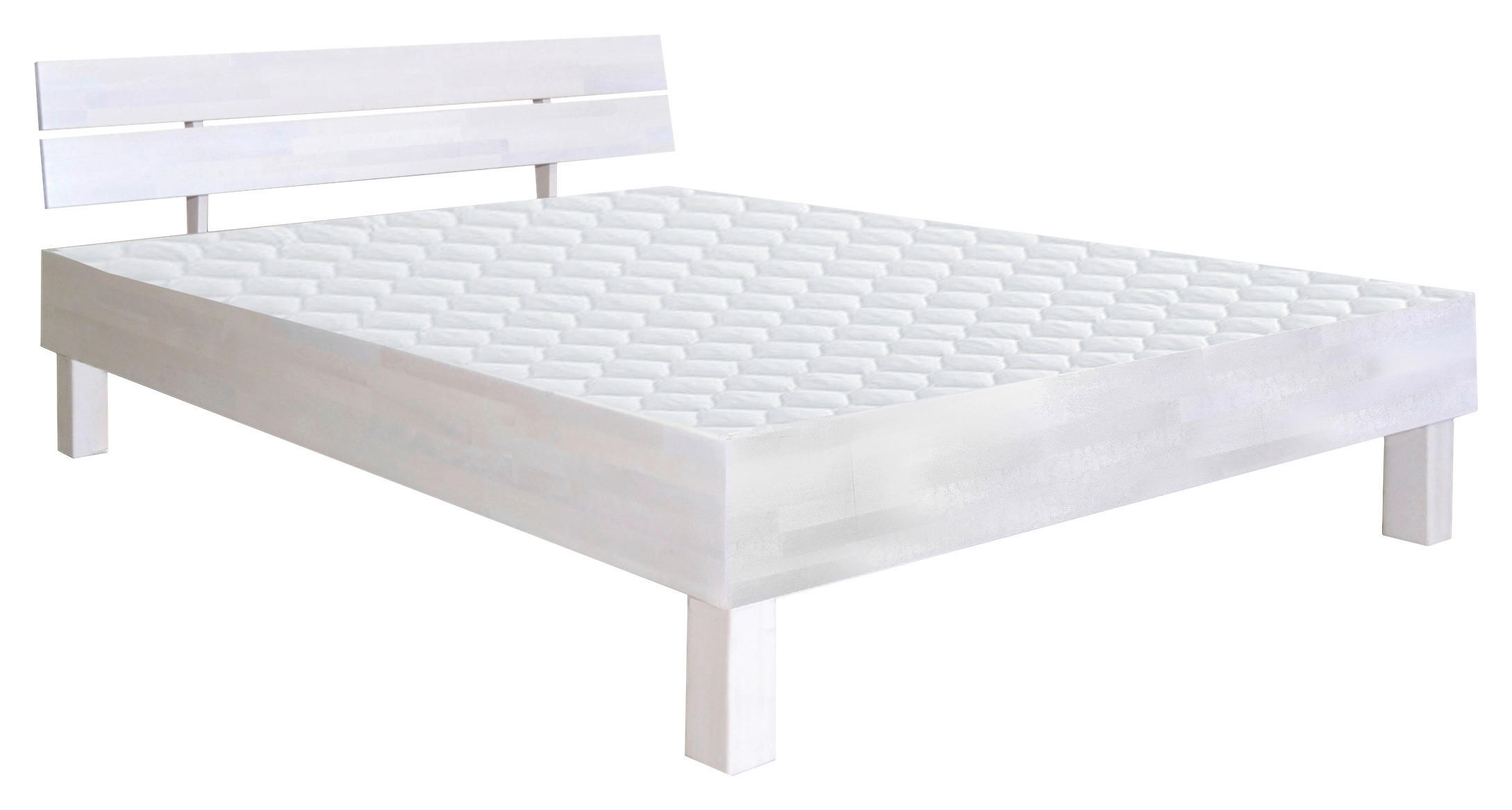 BETT 160/200 cm  in Weiss   - Weiss, Natur, Holz (160/200cm) - Carryhome