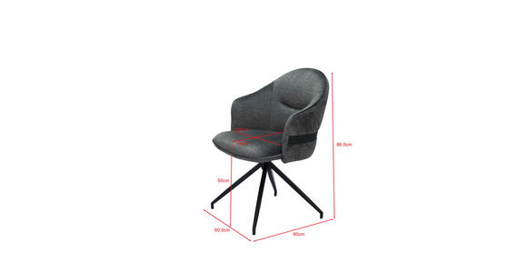 STUHL Webstoff Graphitfarben, Schwarz - Graphitfarben/Schwarz, Design, Textil/Metall (63/83/63cm) - Novel