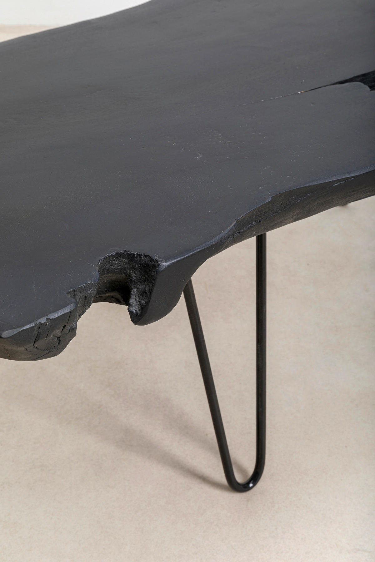 COUCHTISCH Teakholz massiv 100/40/40 cm Freiform Schwarz  - Schwarz, Design, Holz/Metall (100/40/40cm) - Kare-Design