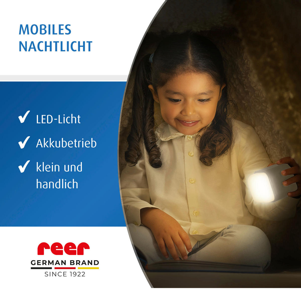 KINDER-NACHTLICHT 6/7,5/6 cm   - Graublau, Basics, Kunststoff (6/7,5/6cm) - Reer