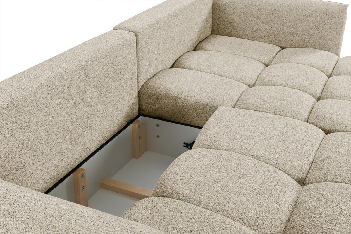 ECKSCHLAFSOFA Flachgewebe Cappuccino  inkl.  - Schwarz/Cappuccino, KONVENTIONELL, Kunststoff/Textil (273/188cm) - Livetastic
