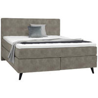 BOXSPRINGBETT 160/200 cm  in Hellgrau  - Hellgrau/Schwarz, KONVENTIONELL, Holz/Textil (160/200cm) - Voleo