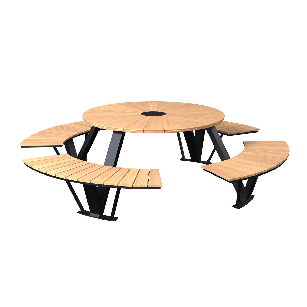 GARTENTISCHGRUPPE  - Schwarz/Teakfarben, MODERN, Holz/Metall (282/75/282cm) - Ambia Garden