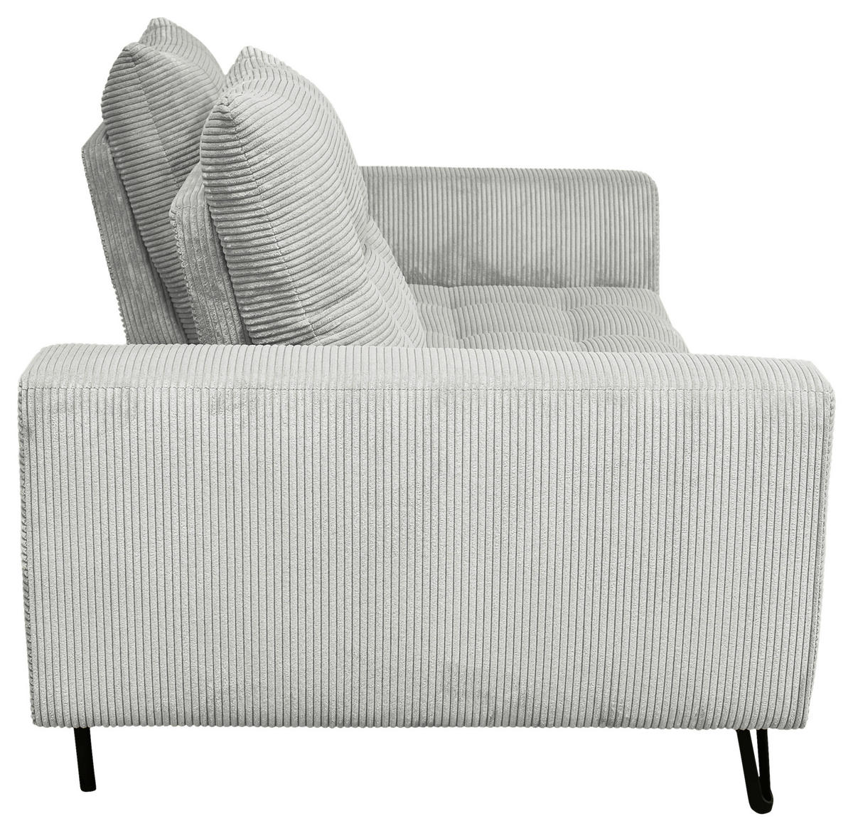 BIGSOFA Cord Hellgrau  - Hellgrau/Schwarz, KONVENTIONELL, Textil/Metall (246/100/116cm) - Carryhome