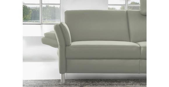 3-SITZER-SOFA Latina in Echtleder Hellgrau   - Hellgrau/Alufarben, Design, Leder/Metall (190/82/99cm) - Dieter Knoll