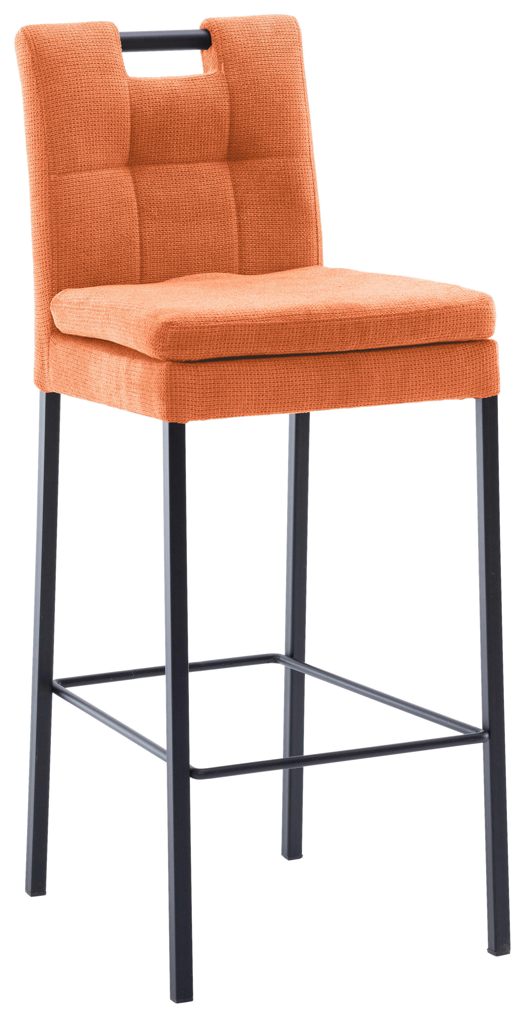 BARHOCKER Webstoff Orange, Schwarz Eisen  - Schwarz/Orange, Design, Textil/Metall (42/102/52cm) - Cantus