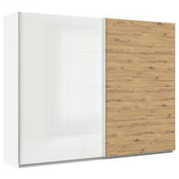 SCHWEBETÜRENSCHRANK  in Weiß, Eiche Artisan  - Alufarben/Weiß, KONVENTIONELL, Holzwerkstoff/Metall (271/210/62cm) - Xora