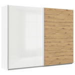 SCHWEBETÜRENSCHRANK  in Weiß, Eiche Artisan  - Alufarben/Weiß, KONVENTIONELL, Holzwerkstoff/Metall (271/210/62cm) - Xora