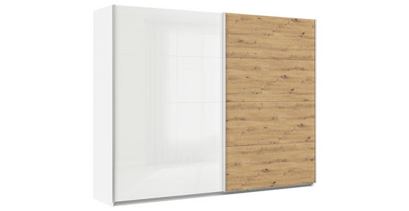 SCHWEBETÜRENSCHRANK  in Weiß, Eiche Artisan  - Alufarben/Weiß, KONVENTIONELL, Holzwerkstoff/Metall (271/210/62cm) - Xora