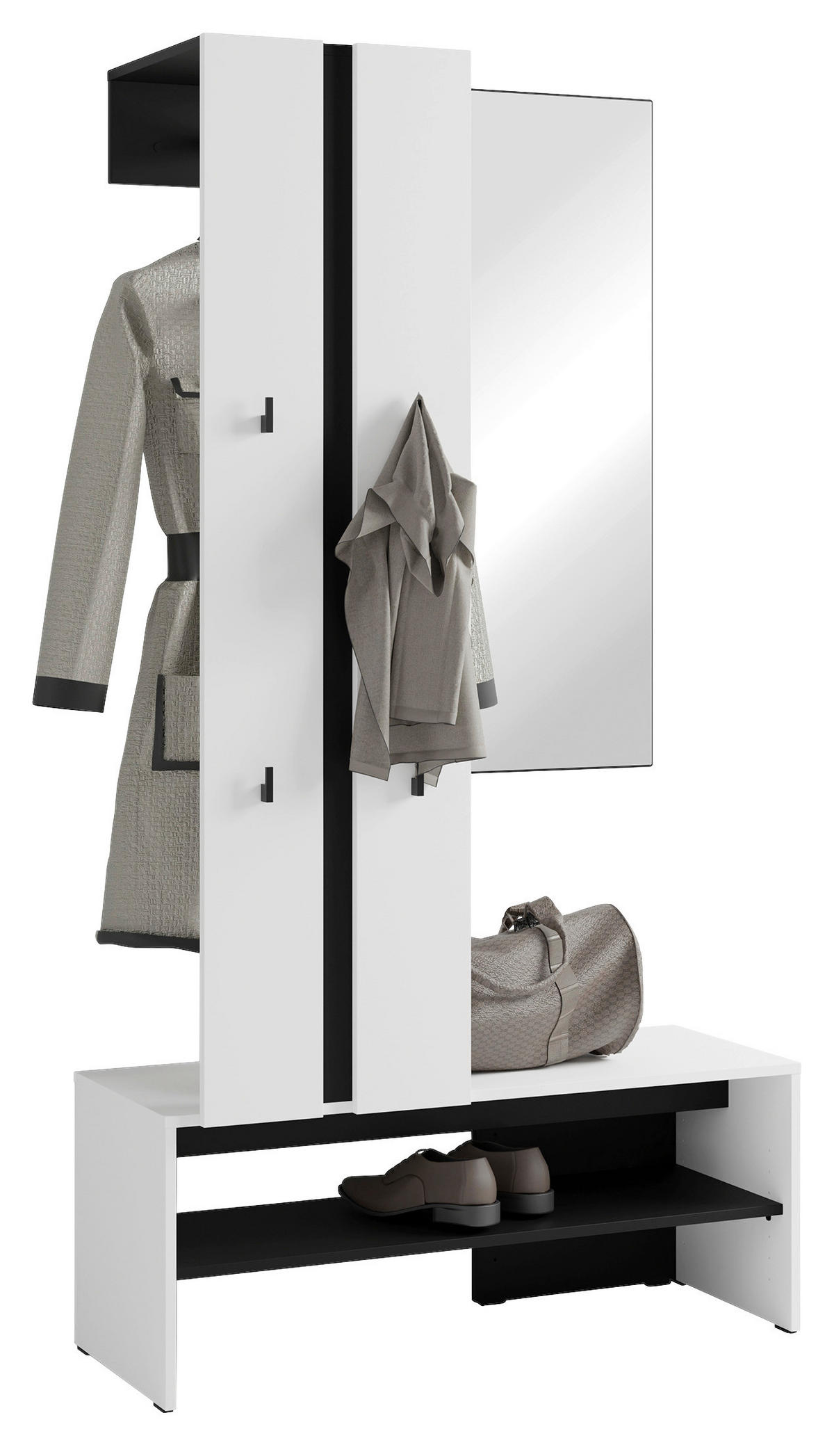 GARDEROBE  in 100/186/40 cm  - Schwarz/Weiß, Design, Holzwerkstoff (100/186/40cm) - MID.YOU