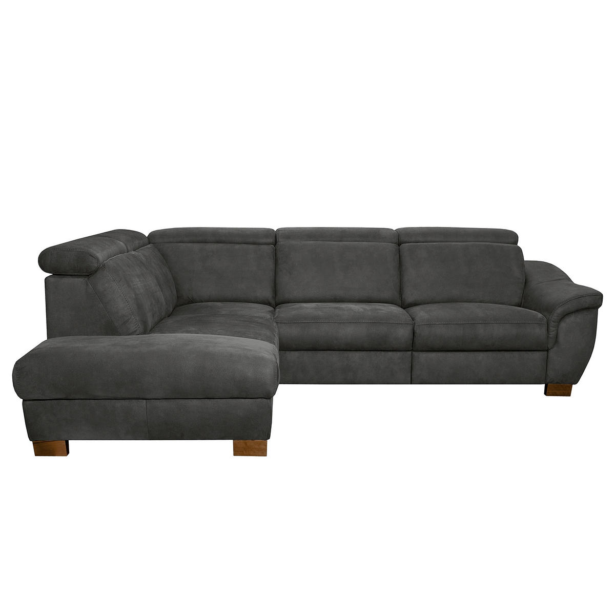 ECKSOFA TREND in Mikrofaser Anthrazit Bettkasten, Relaxfunktion, Kopfteilverstellung  238/276 cm  - Wengefarben/Anthrazit, Design, Holz/Textil (238/276cm) - Livetastic