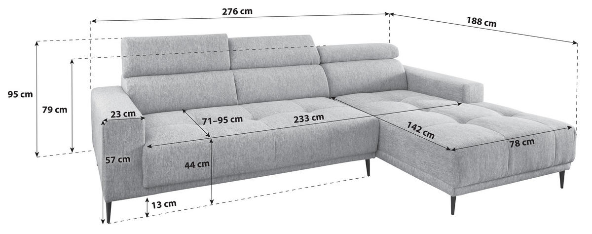ECKSOFA  Flachgewebe Dunkelgrün  - Dunkelgrün/Schwarz, Konventionell, Textil/Metall (276/188cm) - P & B