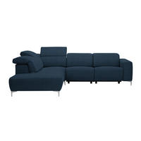 ECKSOFA Dunkelblau Flachgewebe  - Dunkelblau, Design, Textil/Metall (238/290cm) - Pure Home Lifestyle
