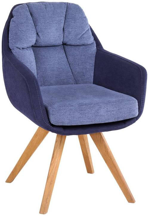 ARMLEHNSTUHL  in Flachgewebe  - Wildeiche/Blau, Design, Holz/Textil (65/85/68cm) - Linea Natura