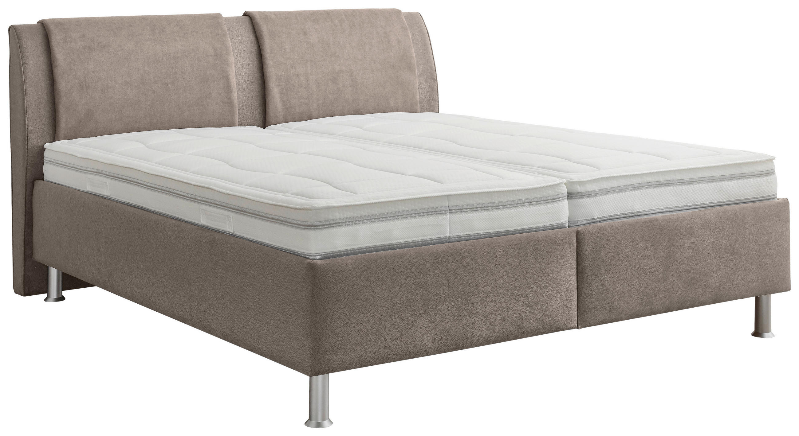 POLSTERBETT 180/200 cm,  in Taupe, Hellgrau, Matratze, gepolstertes Kopfteil, Lattenrost, H2 + H3 = mittel + fest  - Taupe/Hellgrau, KONVENTIONELL, Holz/Holzwerkstoff (180/200cm) - Beldomo - Sleep