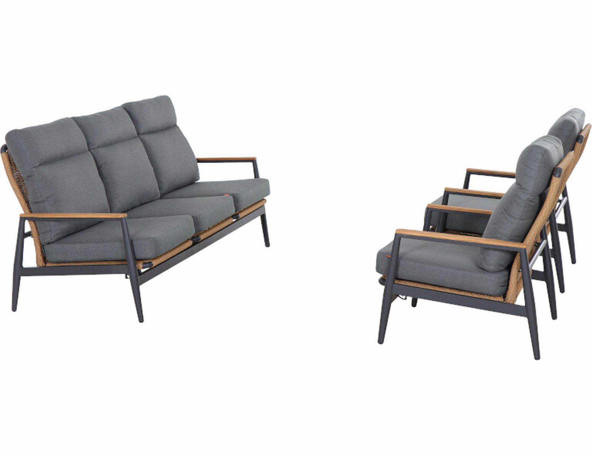 LOUNGEGARNITUR Teakholz Aluminium  - Anthrazit/Grau, Basics, Holz/Metall - Siena Garden