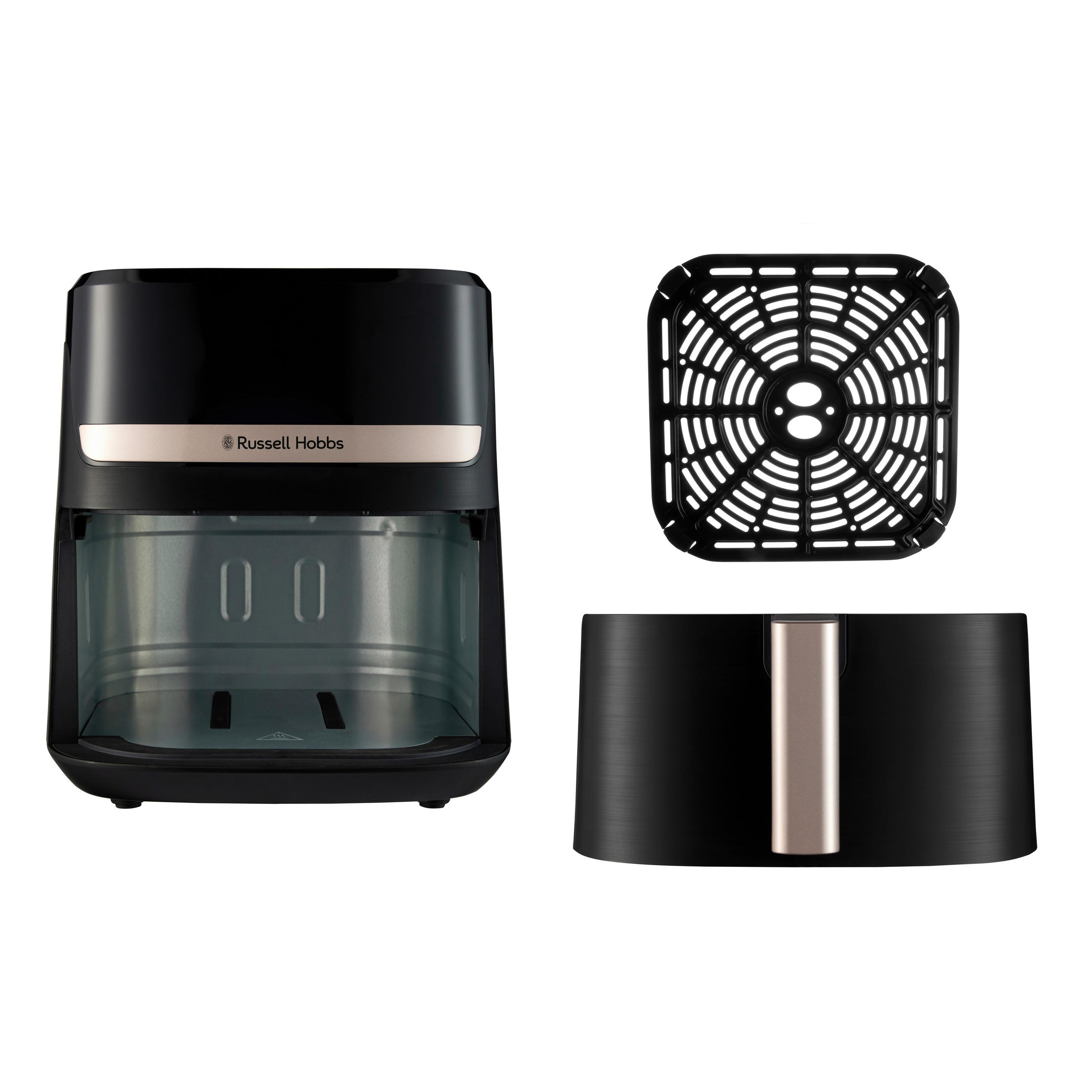 Thumbnail - Russell Hobbs HEIßLUFTFRITTEUSE, Schwarz, Kunststoff, 5,5 L, 28x30.5x36 cm, Grüner Punkt, antihaftbeschichteter Innenbeh...