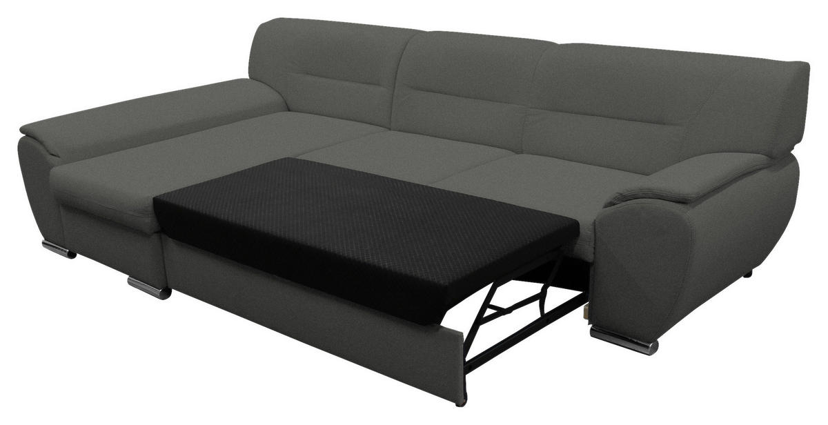 ECKSOFA Grau Flachgewebe  - Silberfarben/Grau, Design, Kunststoff/Textil (167/281cm) - MID.YOU
