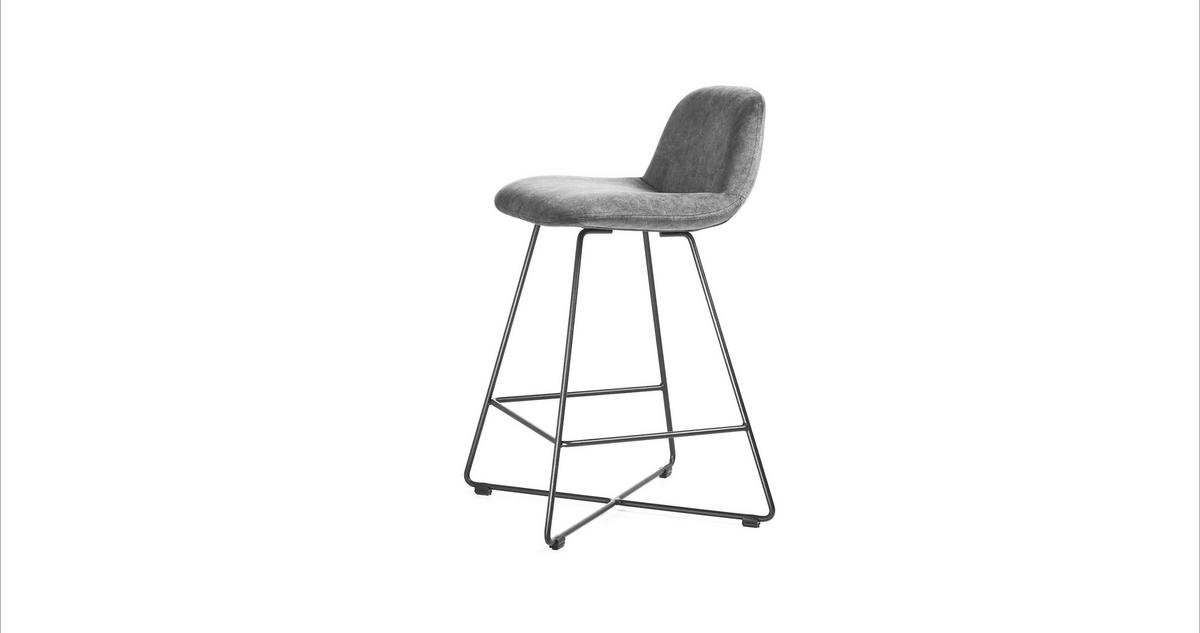 BARHOCKER in Metall, Textil Grau, Schwarz  - Schwarz/Grau, Basics, Textil/Metall (50/85/48cm) - Celina Home