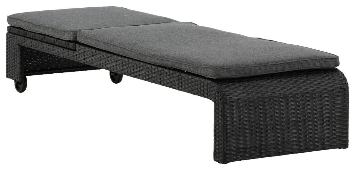 SONNENLIEGE 60/32/196 cm  - Schwarz, KONVENTIONELL, Kunststoff (60/32/196cm) - Gardenson