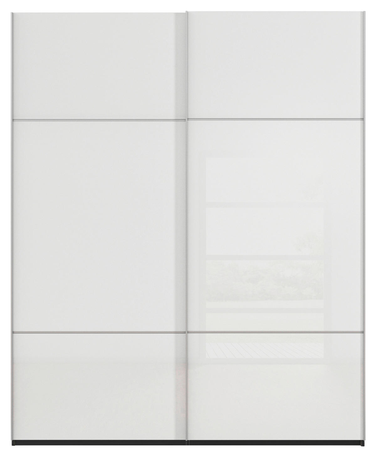 SCHWEBETÜRENSCHRANK in Schwarz, Weiss  - Weiss/Alufarben, Konventionell, Glas/Holzwerkstoff (201/223/67cm) - Novel