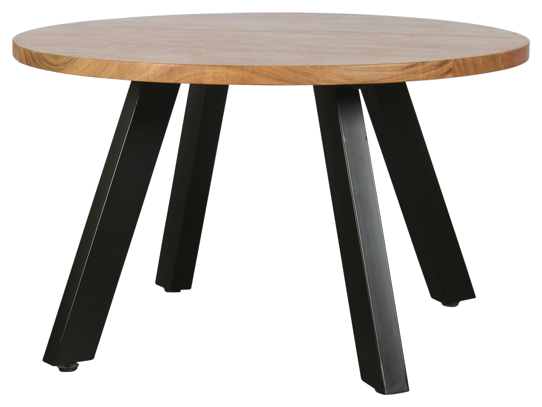 COUCHTISCH Akazie vollmassiv rund Akaziefarben, Schwarz  - Schwarz/Akaziefarben, Design, Holz/Metall (75/47cm) - Livetastic