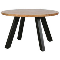 COUCHTISCH Akazie vollmassiv rund Akaziefarben, Schwarz  - Schwarz/Akaziefarben, Design, Holz/Metall (75/47cm) - Livetastic