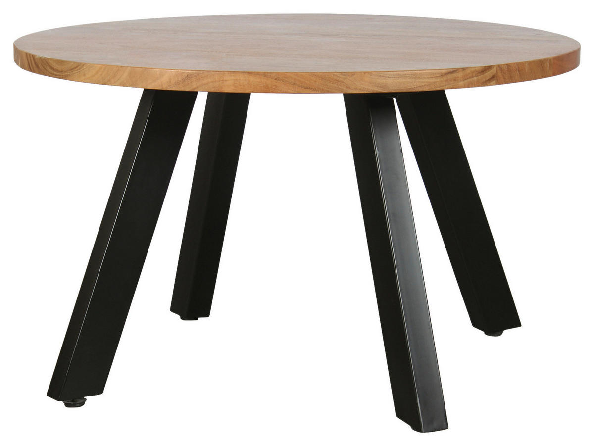 COUCHTISCH Akazie vollmassiv rund Akaziefarben, Schwarz  - Schwarz/Akaziefarben, Design, Holz/Metall (75/47cm) - Livetastic