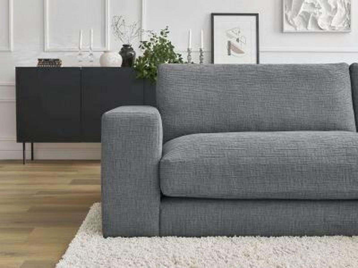 3-SITZER-SOFA LEONARD Struktur Dunkelgrau  - Dunkelgrau/Schwarz, MODERN, Kunststoff/Textil (234/77/109cm)