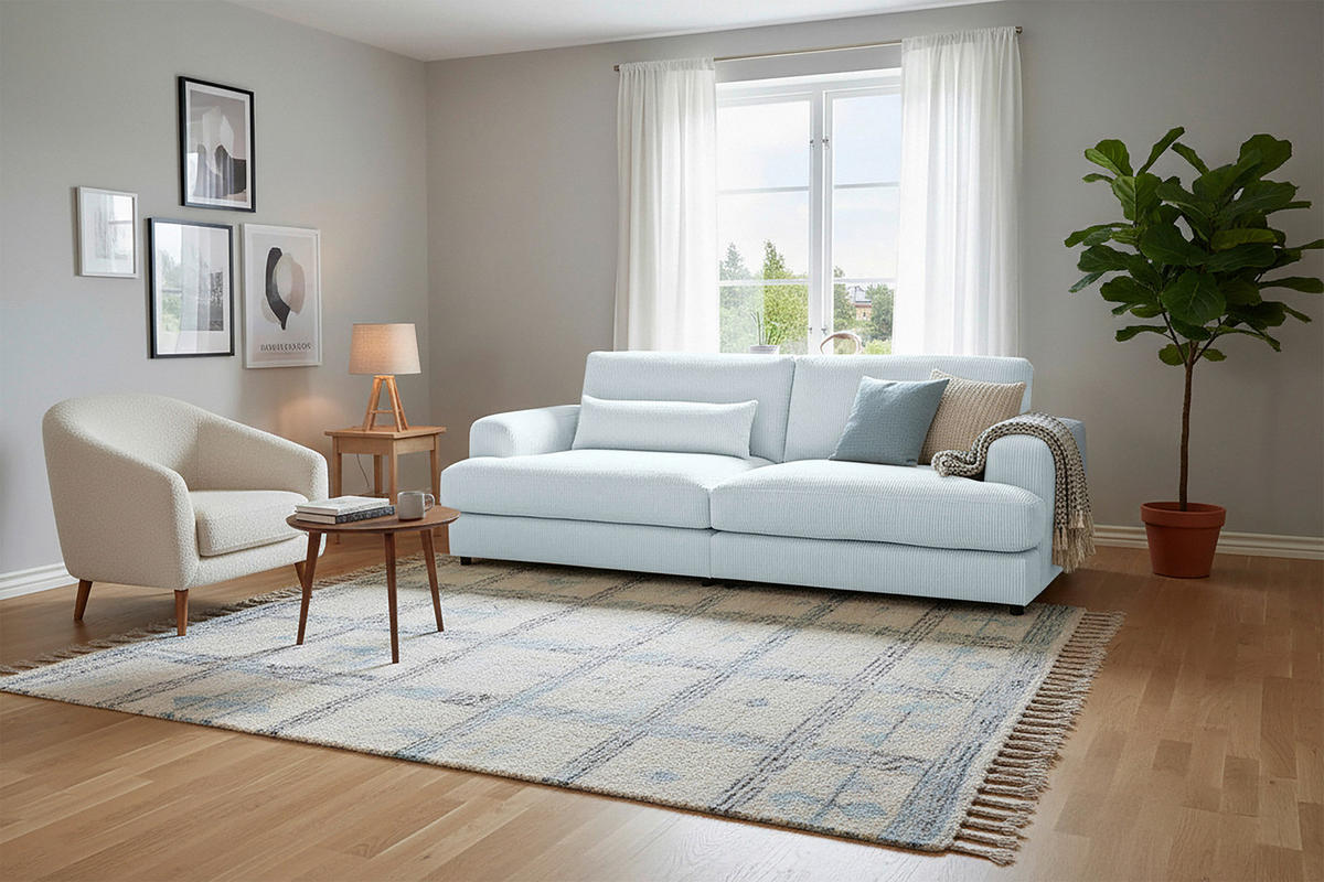 MEGASOFA Cord Salbeigrün  - Salbeigrün/Schwarz, MODERN, Kunststoff/Textil (260/85/112cm) - Lomoco