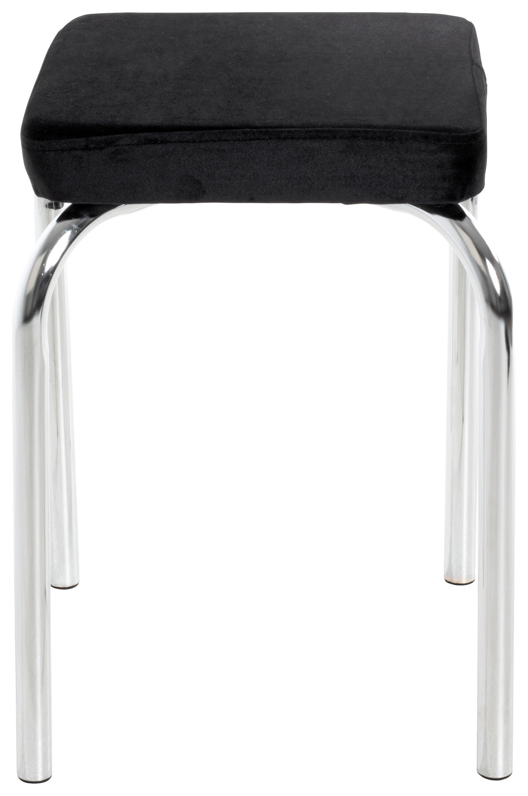 STAPELHOCKER Samt Schwarz, Chromfarben  - Chromfarben/Schwarz, KONVENTIONELL, Textil/Metall (36/49/36cm)