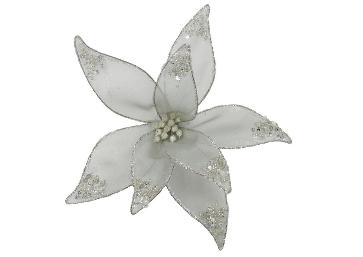 CVIJET DEKORATIVNI - siva, Lifestyle, metal/tekstil (20cm) - X-Mas