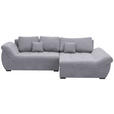 ECKSOFA Hellgrau Flachgewebe  - Hellgrau/Schwarz, Design, Kunststoff/Textil (278/175cm) - Xora