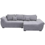 ECKSOFA Hellgrau Flachgewebe  - Hellgrau/Schwarz, Design, Kunststoff/Textil (278/175cm) - Xora