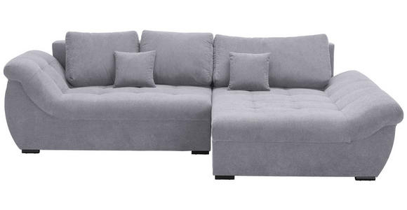 ECKSOFA Hellgrau Flachgewebe - Hellgrau/Schwarz, Design, Kunststoff/Textil (278/175cm) - Xora