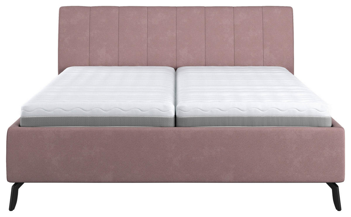 KÁRPITOZOTT ÁGY 180/200 cm  rózsaszín  - fekete/rózsaszín, Basics, faalapú anyag/textil (180/200cm) - Carryhome